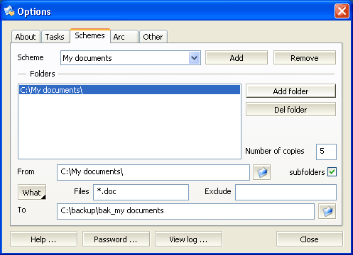 Screenshot of AWbackup