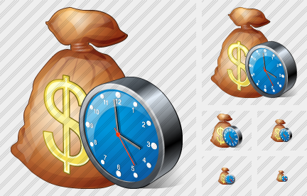Money Bag Clock Icon