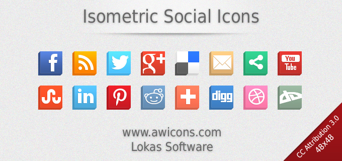 Isometric Social Icons