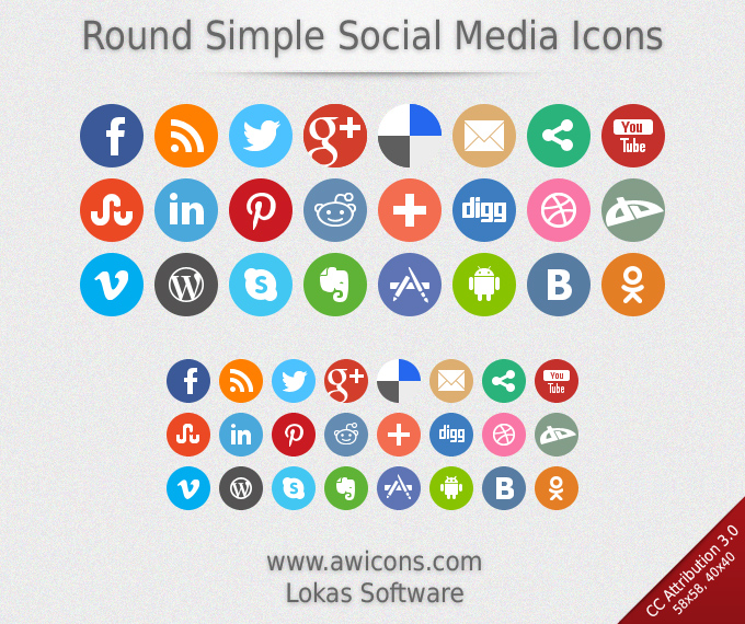 Round Simple Social Media Icons