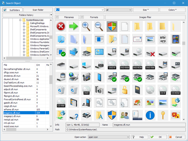 AWicons Pro: Icon editor: Search icon window