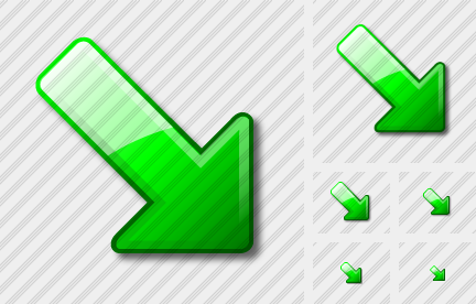 Arrow Down Right Green Icon