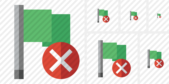 Flag Green Cancel Icon