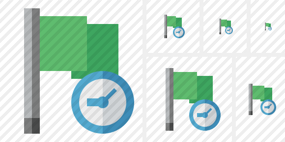 Flag Green Clock Icon