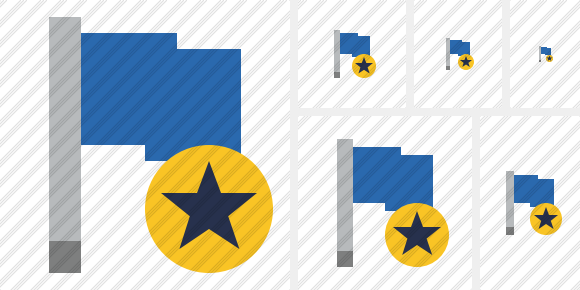 Flag Blue Star Icon