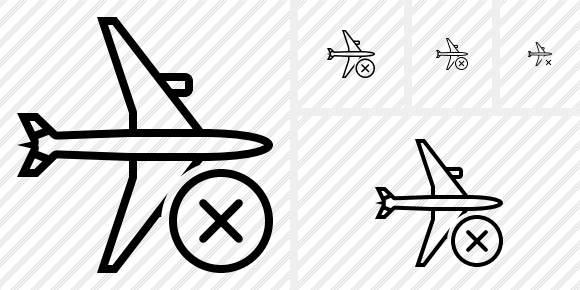 Airplane Horizontal Cancel Icon