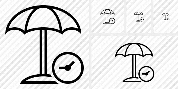 Beach Umbrella Clock Icon