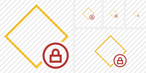 Rhombus Yellow Lock Icon