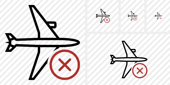 Airplane Horizontal Cancel Icon