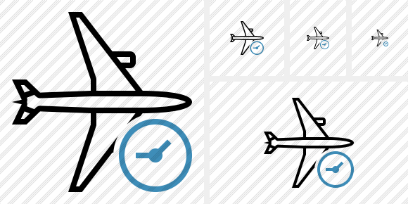 Airplane Horizontal Clock Icon