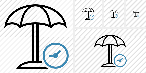 Beach Umbrella Clock Icon