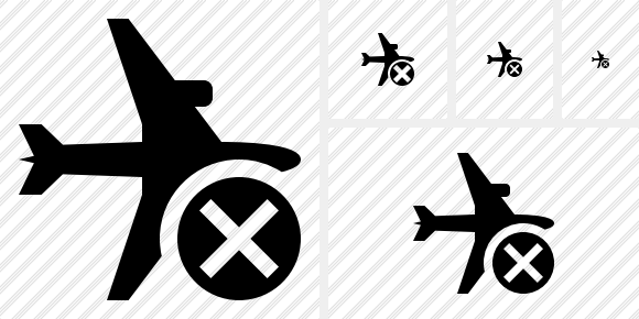 Airplane Horizontal Cancel Icon