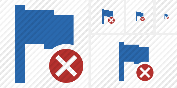 Flag Blue Cancel Icon