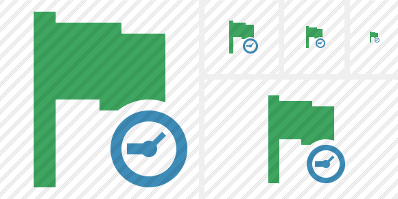 Flag Green Clock Icon