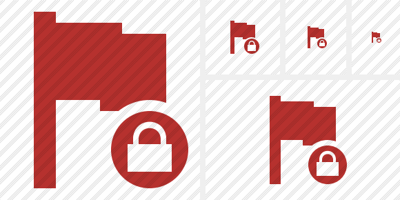 Flag Red Lock Icon