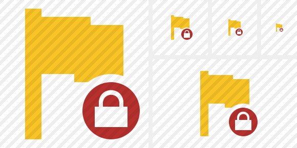 Flag Yellow Lock Icon